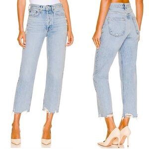 AGOLDE 90s Straight Crop Jeans High Rise Distressed